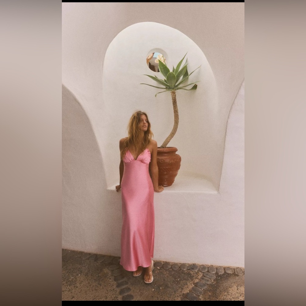 Zara Pink satin effect dress